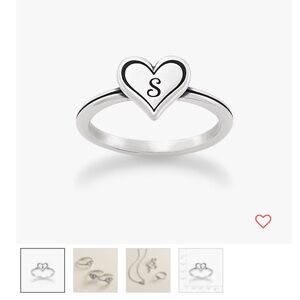 James Avery Silver Heart Initial Ring